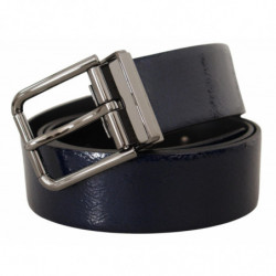Cintura fibbia logo argento vernice vernice blu - 90 CM / 36 INCHES