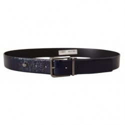 Cintura fibbia logo argento vernice vernice blu - 90 CM / 36 INCHES
