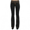 Pantaloni in denim svasato a vita media lavati neri in cotone - W24
