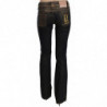 Pantaloni in denim svasato a vita media lavati neri in cotone - W26