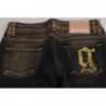 Pantaloni in denim svasato a vita media lavati neri in cotone - W26