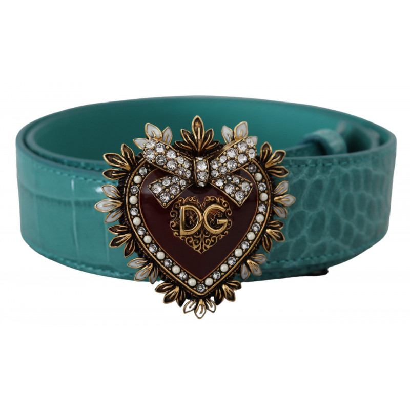 Cintura DEVOTION pelle blu fibbia cuore color oro - 75 CM / 30 INCHES