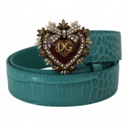 Cintura DEVOTION pelle blu fibbia cuore color oro - 75 CM / 30 INCHES