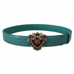 Cintura DEVOTION pelle blu fibbia cuore color oro - 75 CM / 30 INCHES