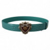 Cintura DEVOTION pelle blu fibbia cuore color oro - 75 CM / 30 INCHES