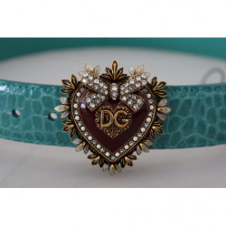 Cintura DEVOTION pelle blu fibbia cuore color oro - 75 CM / 30 INCHES
