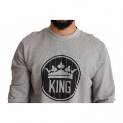 Maglione in cotone con stampa Crown King grigio - IT44 - XS