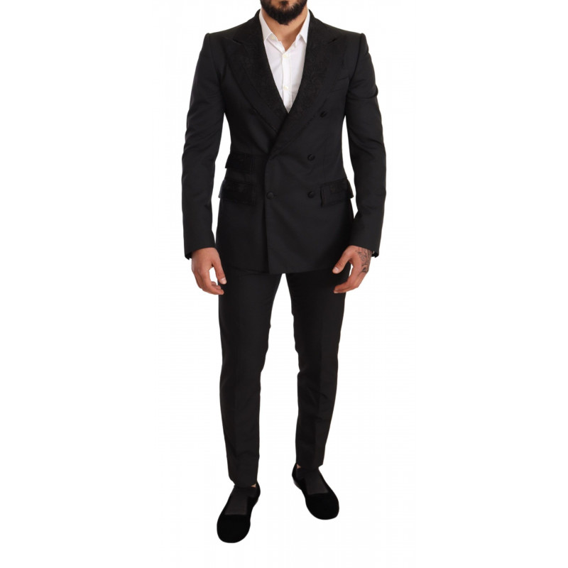 Completo in poliestere da 2 pezzi in broccato nero - IT48 - M