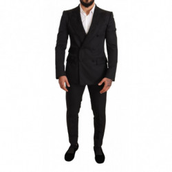 Completo in poliestere da 2 pezzi in broccato nero - IT48 - M