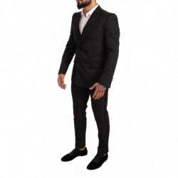 Completo in poliestere da 2 pezzi in broccato nero - IT48 - M