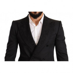 Completo in poliestere da 2 pezzi in broccato nero - IT48 - M