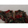 Abito abito con volant in seta con rose leopardate marroni - IT44 - L