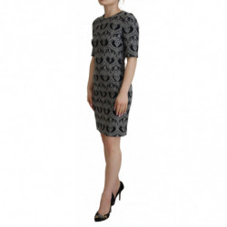 Abito aderente tubino jacquard grigio nero - IT46-XL