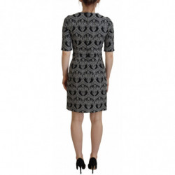 Abito aderente tubino jacquard grigio nero - IT46-XL