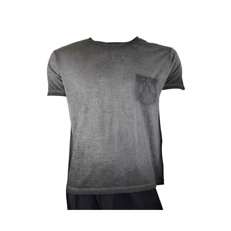 T-shirt da uomo Saint Laurent in cotone a maglia fine tinta grigia - M
