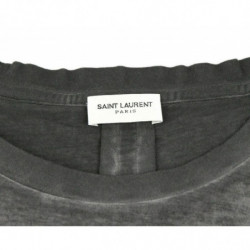 T-shirt da uomo Saint Laurent in cotone a maglia fine tinta grigia - M