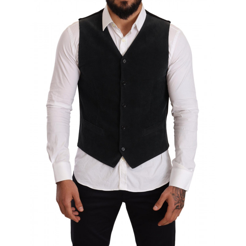 Gilet monopetto in cotone nero - IT48 - M