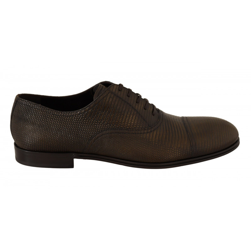 Scarpe Oxford in pelle di lucertola marrone - EU45/US12