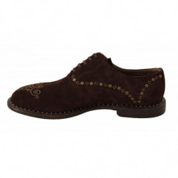 Scarpe derby borchiate Marsala pelle scamosciata marrone - EU43/US10
