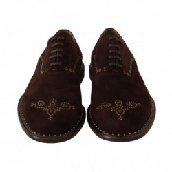 Scarpe derby borchiate Marsala pelle scamosciata marrone - EU43/US10