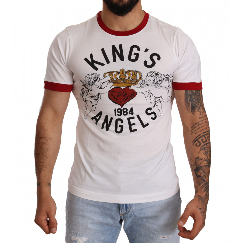 T-shirt bianca in cotone con stampa Kings Angels - IT44 - XS