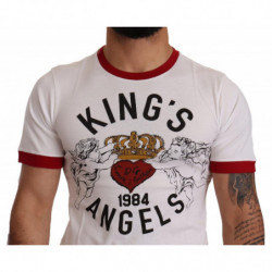 T-shirt bianca in cotone con stampa Kings Angels - IT44 - XS