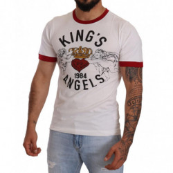 T-shirt bianca in cotone con stampa Kings Angels - IT44 - XS