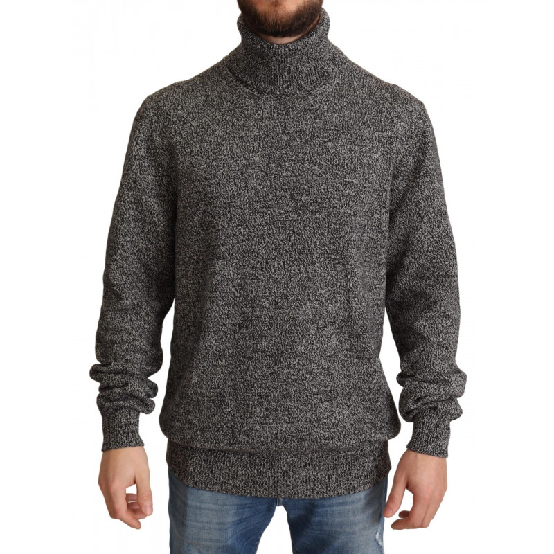 Maglione pullover in cashmere grigio con collo alto - IT48 - M