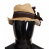 Cappello di paglia decorato floreale con nastro giallo - 58 CM-M