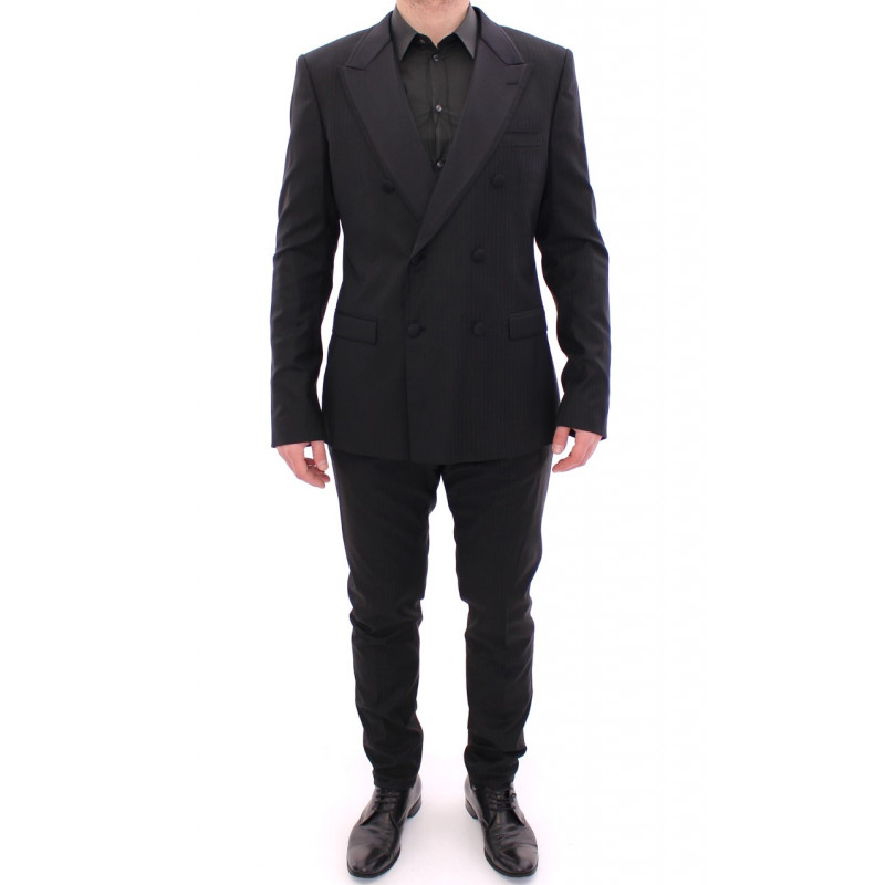 Abito slim fit doppiopetto a righe nere - IT54 - XL