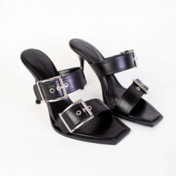 Sandali neri con fibbia con tacco - EU36/US6