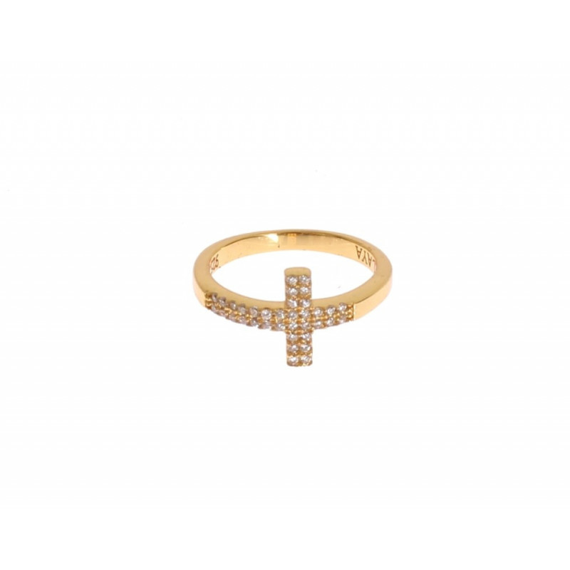 Anello in oro 925 con croce trasparente CZ - EU54 - US7