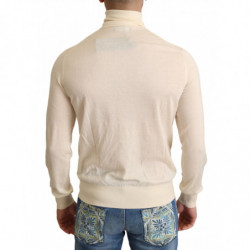 Maglione pullover a collo alto in cashmere color crema - IT44 - XS