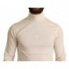 Maglione pullover a collo alto in cashmere color crema - IT44 - XS