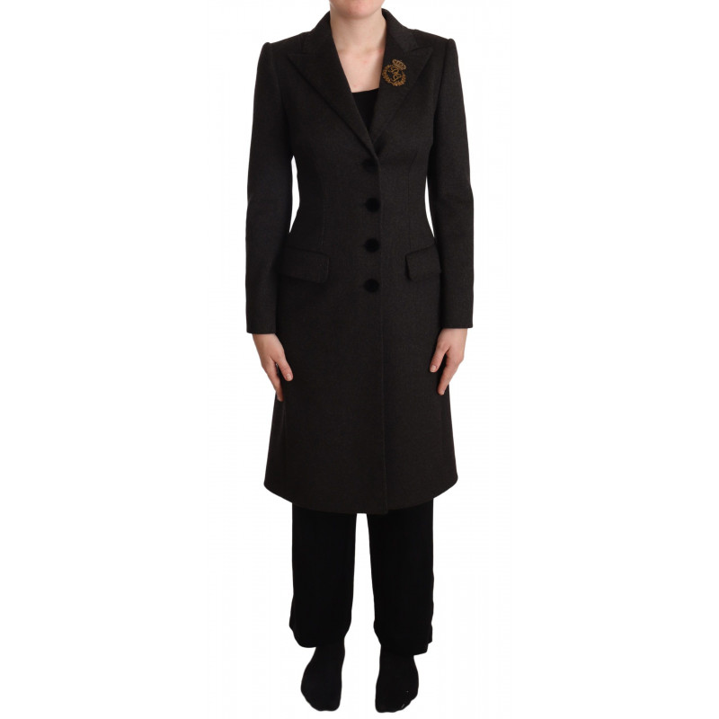 Giacca applicazioni stemma lana grigia cashmere - IT36 - XS