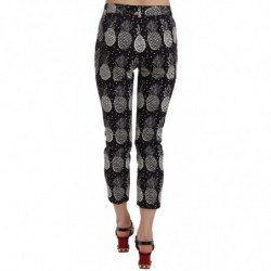 Pantaloni capri skinny con stampa ananas neri - IT42-M