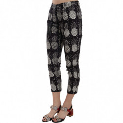 Pantaloni capri skinny con stampa ananas neri - IT40-S