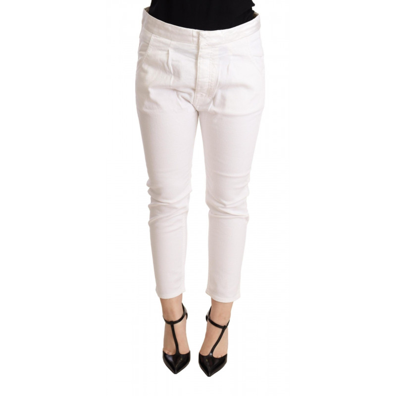 Pantaloni skinny elasticizzati cotone skinny vita media bianchi - W26