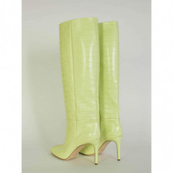 Stampa pelle coccodrillo stivale Stiletto 85 color lime - EU38/US8