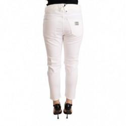 Pantaloni skinny elasticizzati cotone skinny vita media bianchi - W26