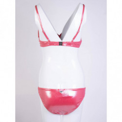 Bikini triangolo con ferretto in lurex rosa - S - 40