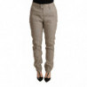 Pantaloni elasticizzati larghi casual a vita media beige - W26