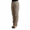 Pantaloni elasticizzati larghi casual a vita media beige - W26