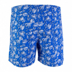 Pantaloncini da bagno con stampa foglie blu - L