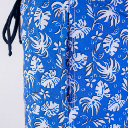 Pantaloncini da bagno con stampa foglie blu - L