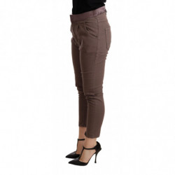Pantaloni skinny elasticizzati cropped a vita media marroni - W27