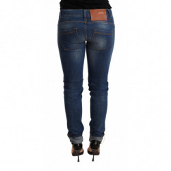 Pantaloni jeans skinny in denim blu lavato a vita bassa - W26