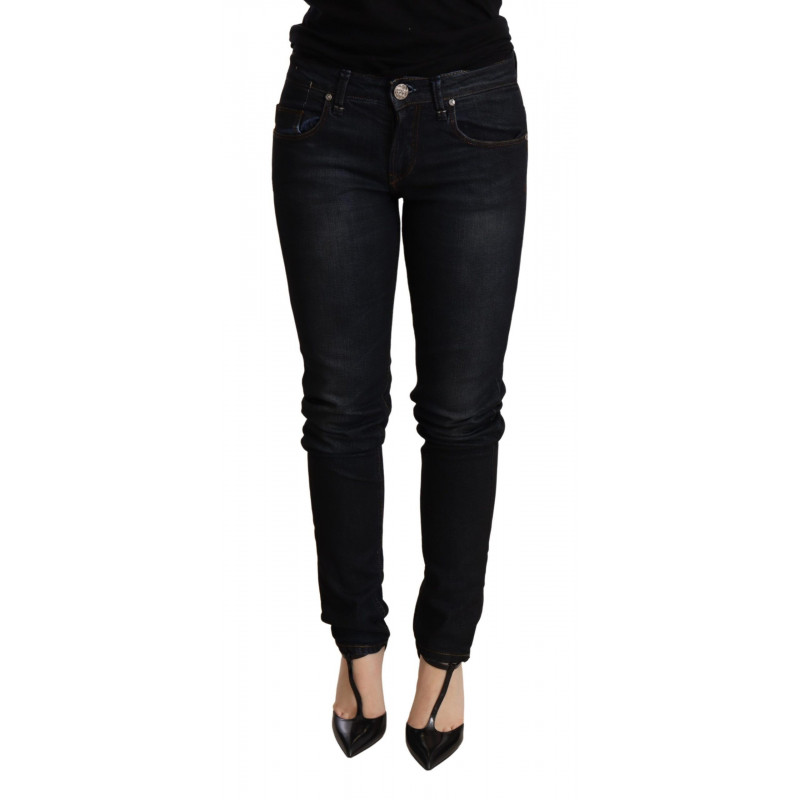 Pantaloni skinny in denim a vita bassa lavati blu - W26