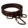Cintura moschettone fibbia metallo dorato pelle marrone - 90 CM / 3