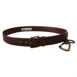 Cintura moschettone fibbia metallo dorato pelle marrone - 90 CM / 3